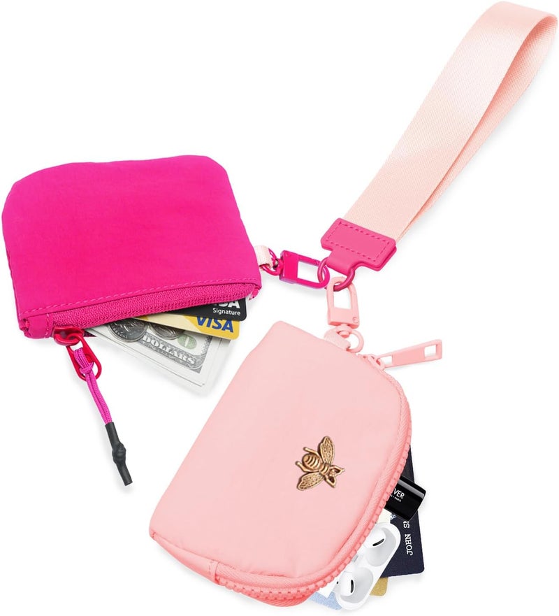 COOLANS Mini Wristlet Wallets Dual Pouch,Around Wristlet Handbag Wallet for Women Zip Cards Holder,Wristlet Bracelet Purse - Image 4